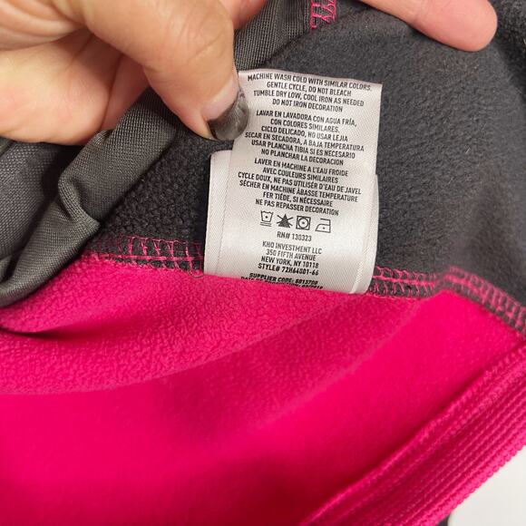 Spyder Girls L Pink Gray Bandita Full Zip Fleece Jacket Sweater Knit Colorblock - Picture 10 of 12